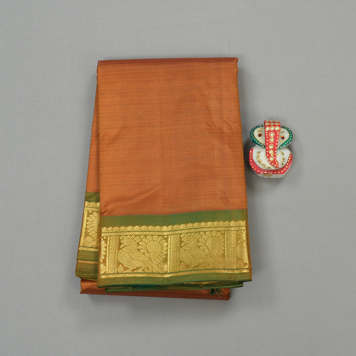 Hayagrivas Mustard Handloom Kanjivaram Silk Saree with Green Border KBE265E1-42