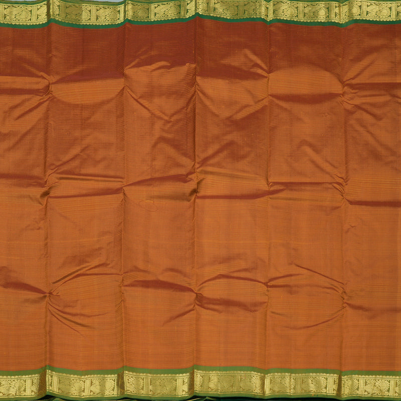 Hayagrivas Mustard Handloom Kanjivaram Silk Saree with Green Border KBE265E1-42