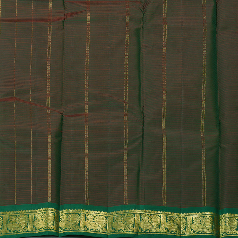 Hayagrivas Mustard Handloom Kanjivaram Silk Saree with Green Border KBE265E1-42