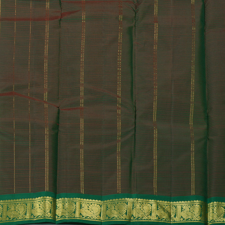 Hayagrivas Mustard Handloom Kanjivaram Silk Saree with Green Border KBE265E1-42
