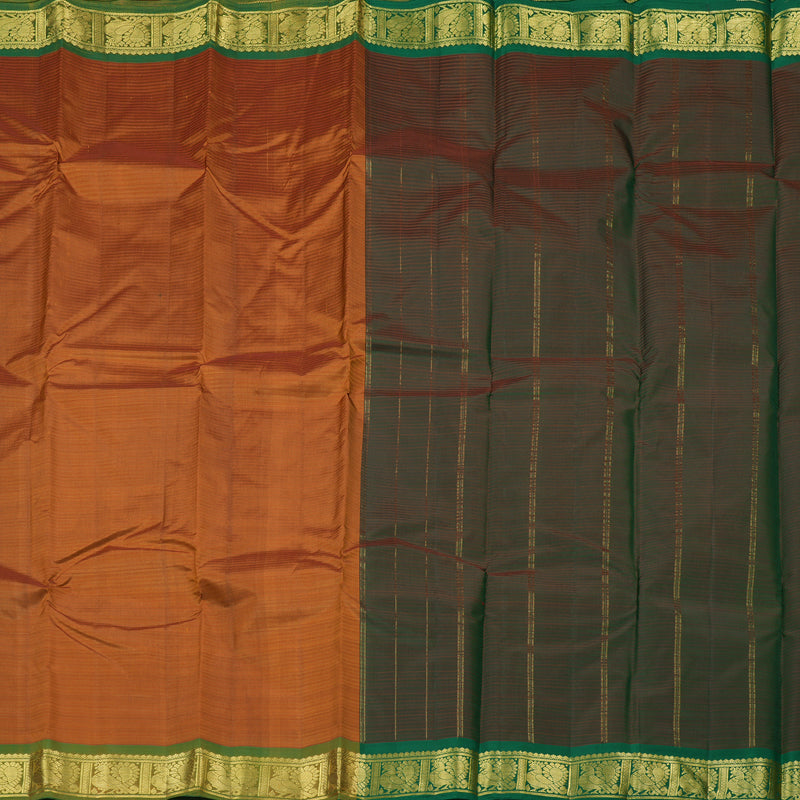 Hayagrivas Mustard Handloom Kanjivaram Silk Saree with Green Border KBE265E1-42