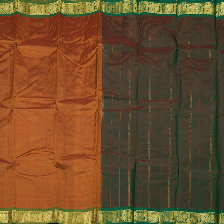 Hayagrivas Mustard Handloom Kanjivaram Silk Saree with Green Border KBE265E1-42