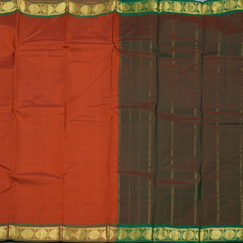 Hayagrivas Handloom Pure Kanjivaram Silk Saree in Luminous Dark Orange KBE265E1-5