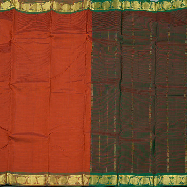Hayagrivas Handloom Pure Kanjivaram Silk Saree in Luminous Dark Orange KBE265E1-5