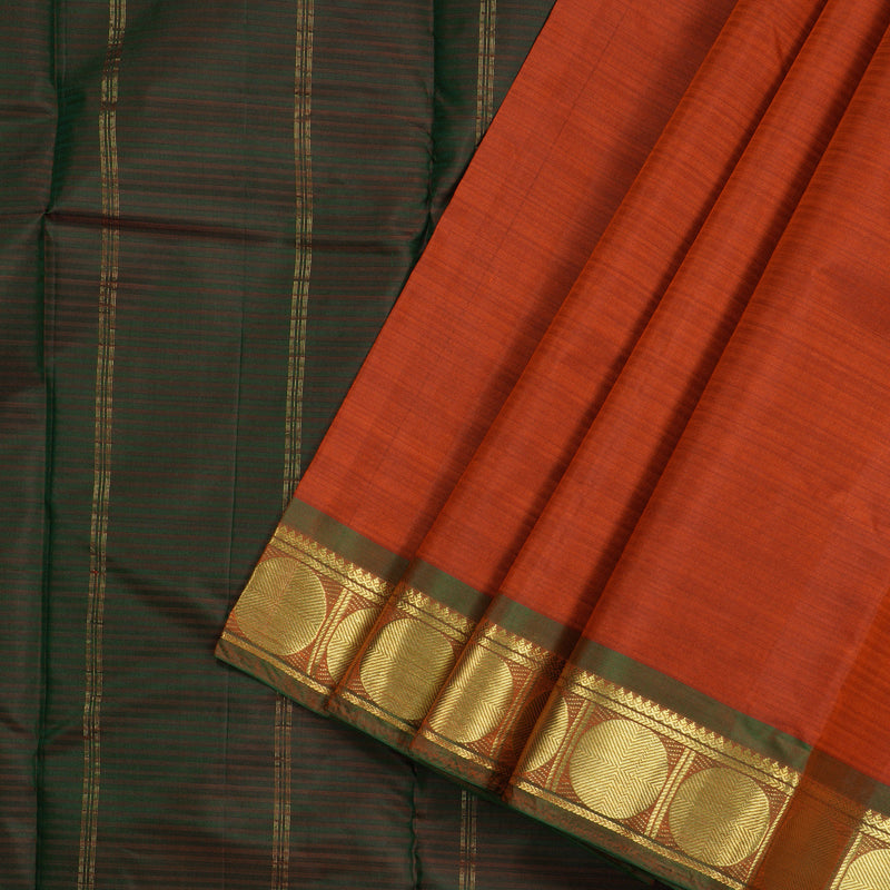 Hayagrivas Handloom Pure Kanjivaram Silk Saree in Luminous Dark Orange KBE265E1-5