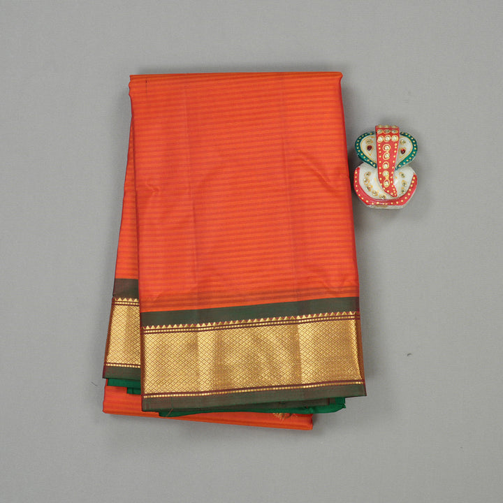 Hayagrivas Orangish Pink Handloom Kanjivaram Silk Saree with Mandhalir Border KBE265E1-54