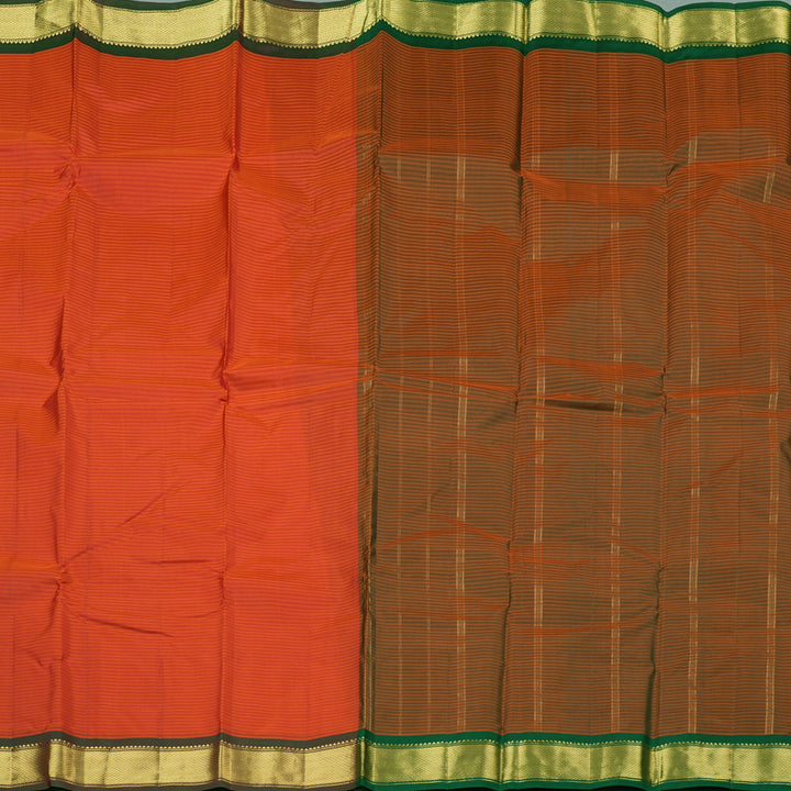 Hayagrivas Orangish Pink Handloom Kanjivaram Silk Saree with Mandhalir Border KBE265E1-54