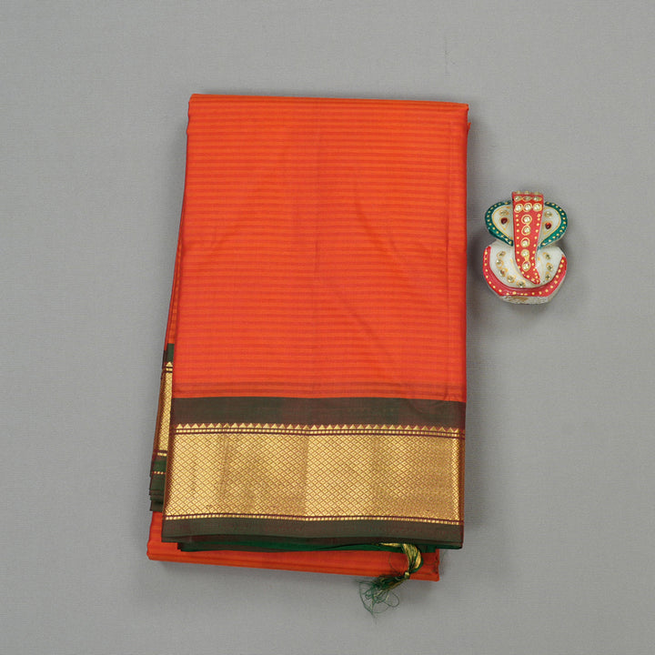 Hayagrivas Orangish Pink Handloom Kanjivaram Silk Saree with Mandhalir Border KBE265E1-56