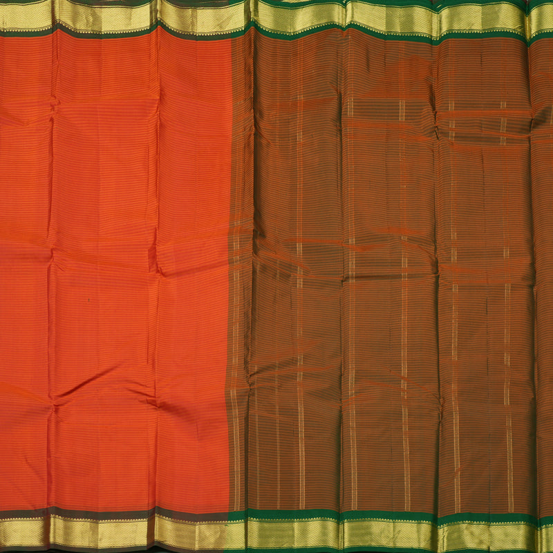 Hayagrivas Orangish Pink Handloom Kanjivaram Silk Saree with Mandhalir Border KBE265E1-56