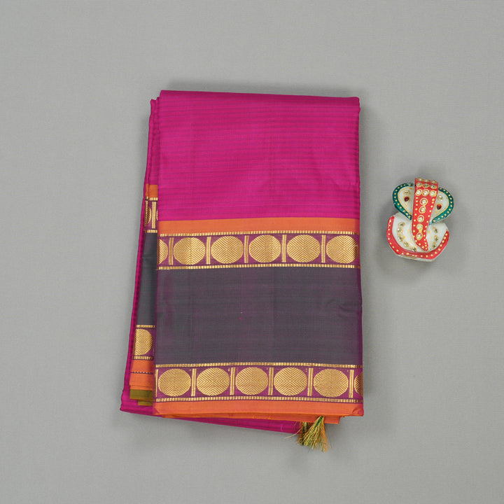 Hayagrivas Dark Pink Handloom Kanjivaram Silk Saree with Mandhalir Border KBE265E1-6