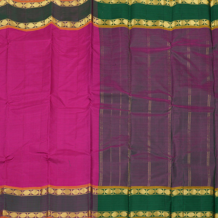 Hayagrivas Dark Pink Handloom Kanjivaram Silk Saree with Mandhalir Border KBE265E1-6