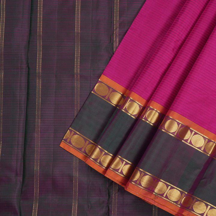 Hayagrivas Dark Pink Handloom Kanjivaram Silk Saree with Mandhalir Border KBE265E1-6