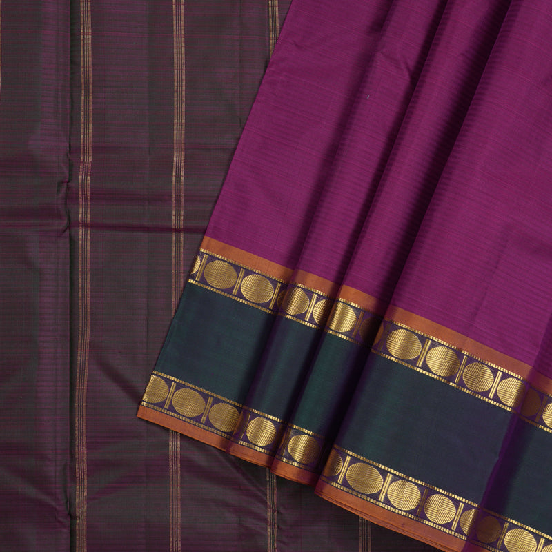 Hayagrivas Purple Handloom Kanjivaram Silk Saree with Mandhalir Border KBE265E1-8