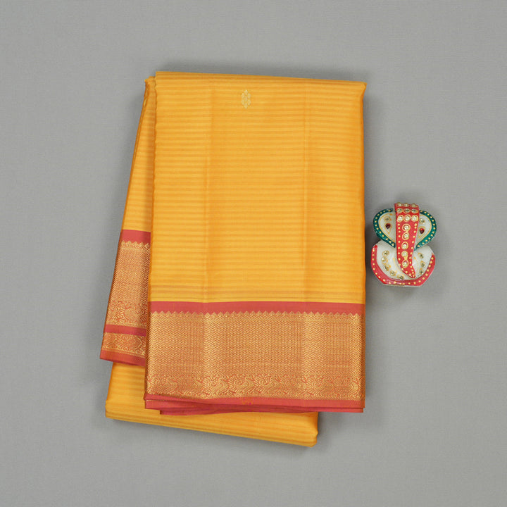 Hayagrivas Mustard Yellow Handloom Kanjivaram Silk Saree with Dual Tone (Pink With Yellow) Border KBE267E1-13