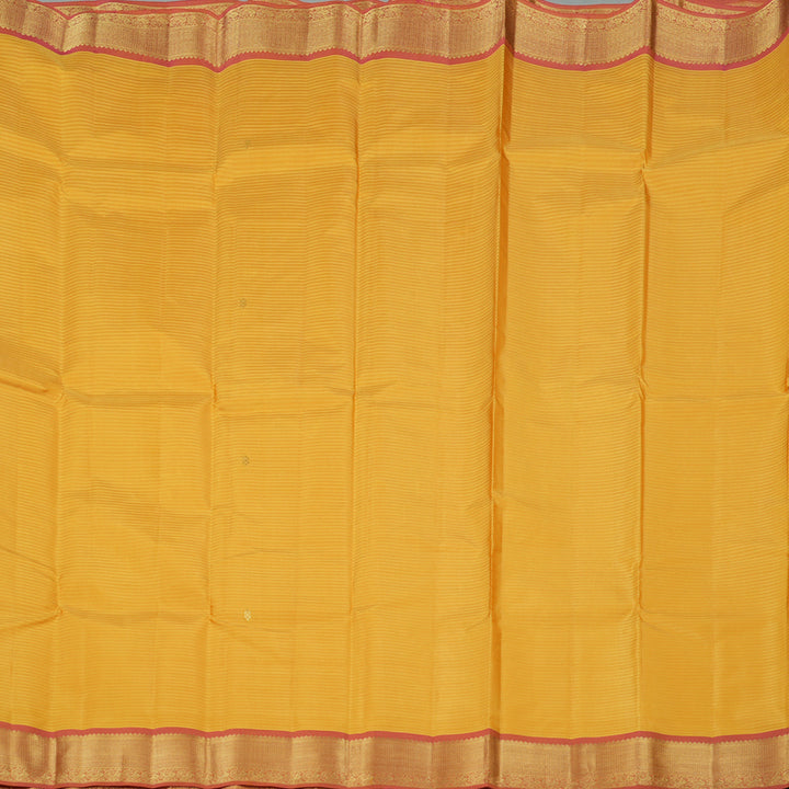 Hayagrivas Mustard Yellow Handloom Kanjivaram Silk Saree with Dual Tone (Pink With Yellow) Border KBE267E1-13