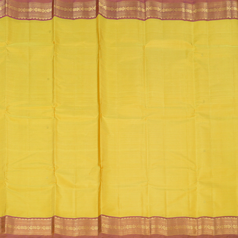 Hayagrivas Yellow Handloom Kanjivaram Silk Saree with Dual Tone (Pink With Yellow) Border KBE267E1-15