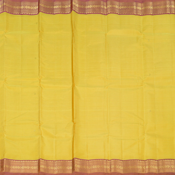 Hayagrivas Yellow Handloom Kanjivaram Silk Saree with Dual Tone (Pink With Yellow) Border KBE267E1-15