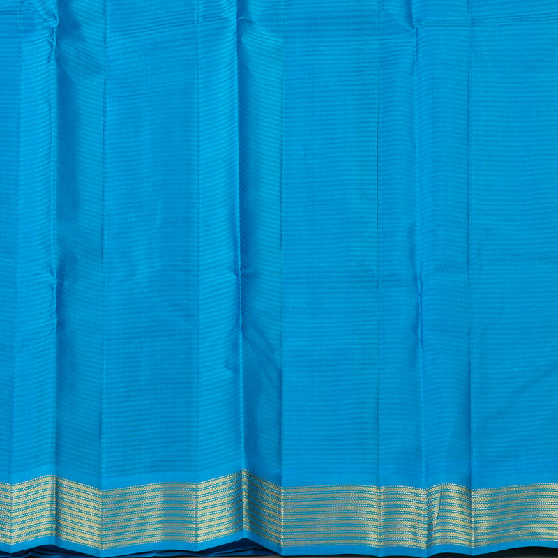 Hayagrivas Dual Tone (Green With Sky Blue) Handloom Kanjivaram Silk Saree with Sky Blue Border KBE267E1-16