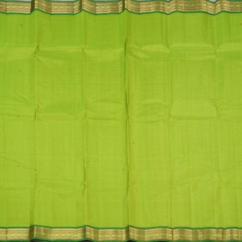 Hayagrivas Fluorescent Green Handloom Kanjivaram Silk Saree with Dark Green Border KBE267E1-17