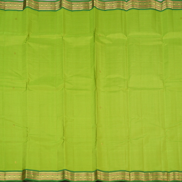 Hayagrivas Fluorescent Green Handloom Kanjivaram Silk Saree with Dark Green Border KBE267E1-17
