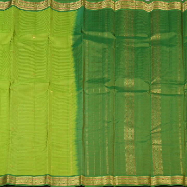 Hayagrivas Fluorescent Green Handloom Kanjivaram Silk Saree with Dark Green Border KBE267E1-17