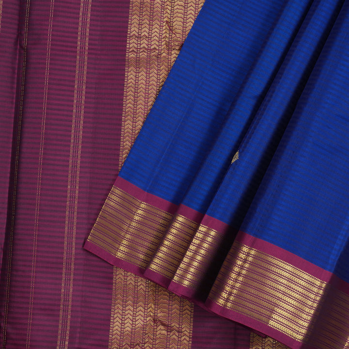 Hayagrivas Blue Handloom Kanjivaram Silk Saree with Dark Purple Border KBE267E1-2