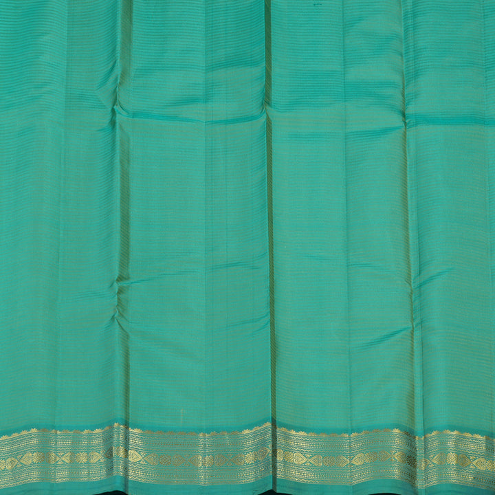 Hayagrivas Light Pastel Green Handloom Kanjivaram Silk Saree with Sea Blue Border KBE267E1-20