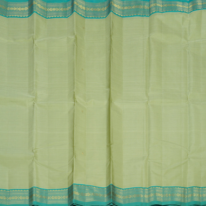 Hayagrivas Light Pastel Green Handloom Kanjivaram Silk Saree with Sea Blue Border KBE267E1-20