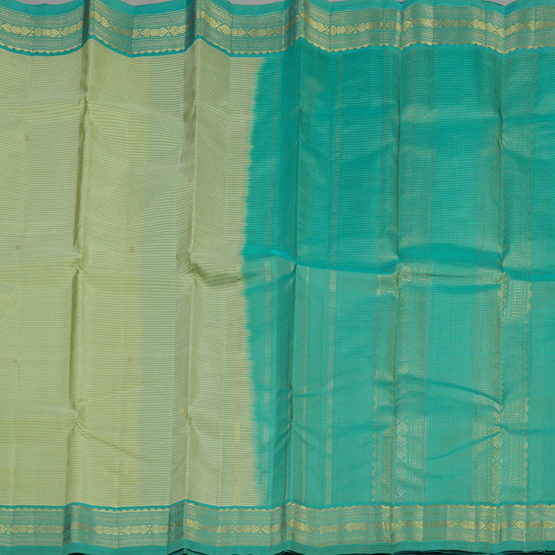 Hayagrivas Light Pastel Green Handloom Kanjivaram Silk Saree with Sea Blue Border KBE267E1-20