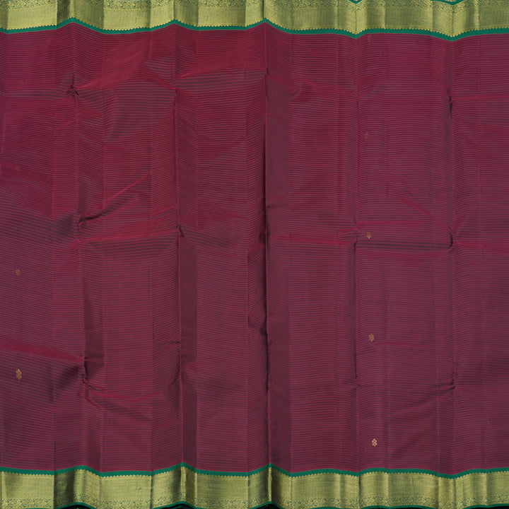Hayagrivas Wine Maroon Handloom Kanjivaram Silk Saree with Bottle Green Border KBE267E1-23