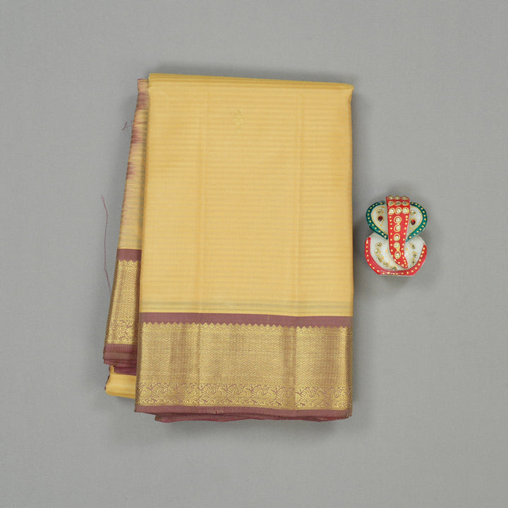 Hayagrivas Sandal Handloom Kanjivaram Silk Saree with Onion Pink Border KBE267E1-4