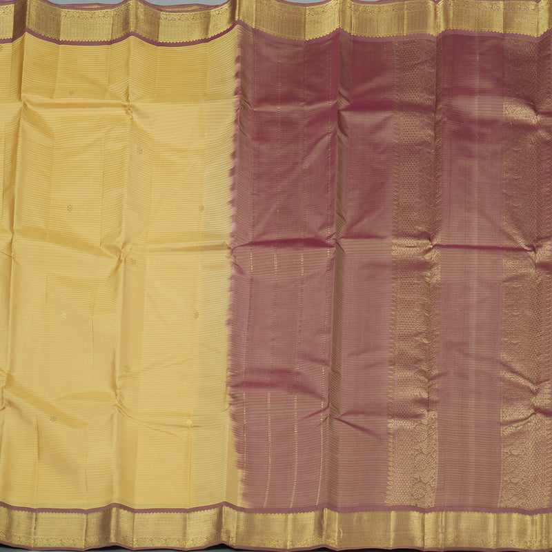 Hayagrivas Sandal Handloom Kanjivaram Silk Saree with Onion Pink Border KBE267E1-4
