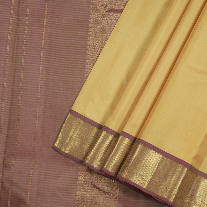 Hayagrivas Sandal Handloom Kanjivaram Silk Saree with Onion Pink Border KBE267E1-4