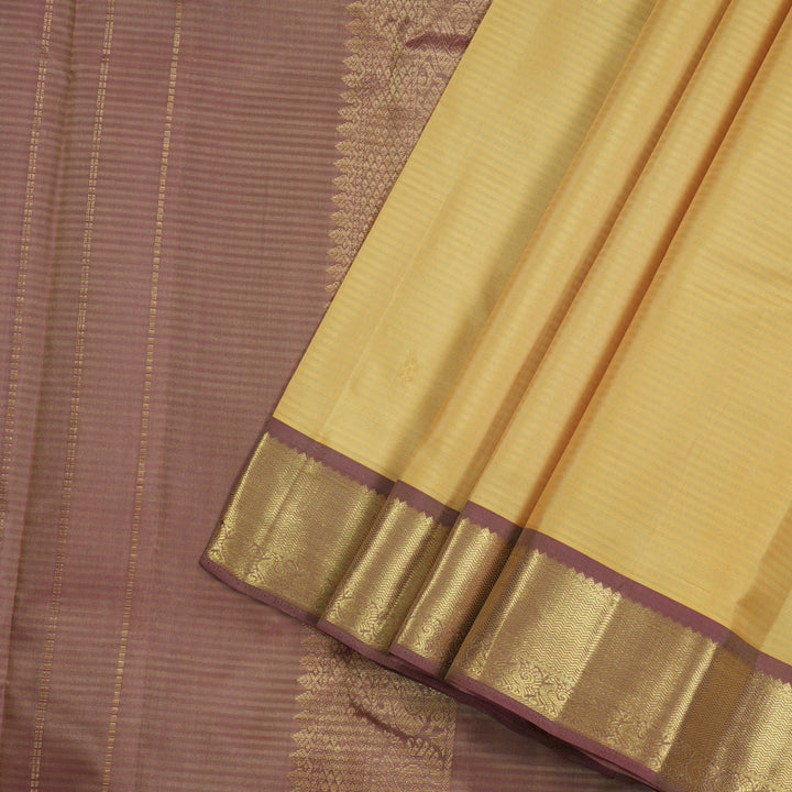 Hayagrivas Sandal Handloom Kanjivaram Silk Saree with Onion Pink Border KBE267E1-4