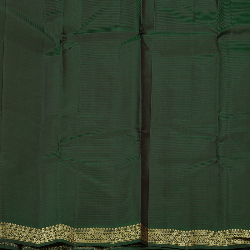 Hayagrivas Dark Brown Handloom Kanjivaram Silk Saree with Bottle Green Border KBE267E2-10
