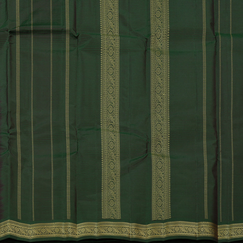 Hayagrivas Dark Brown Handloom Kanjivaram Silk Saree with Bottle Green Border KBE267E2-10