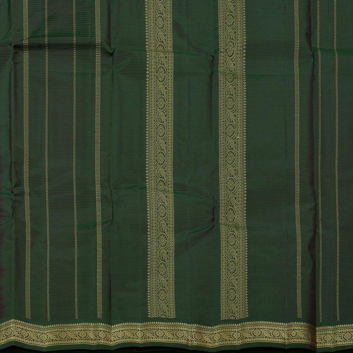 Hayagrivas Dark Brown Handloom Kanjivaram Silk Saree with Bottle Green Border KBE267E2-10