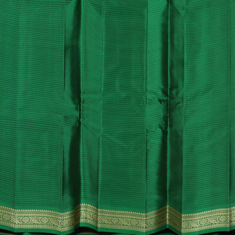 Hayagrivas Sampanga yellow Handloom Kanjivaram Silk Saree with Dark Green Border KBE267E2-5