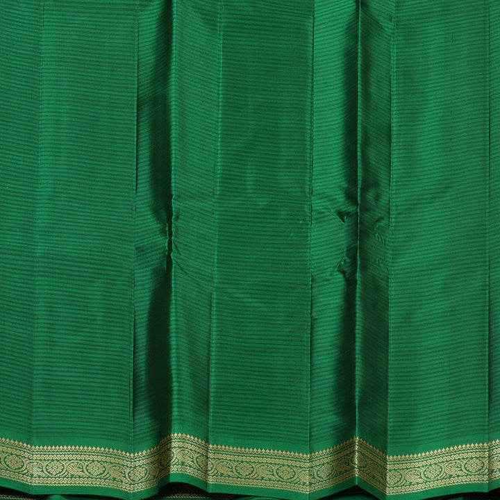 Hayagrivas Sampanga yellow Handloom Kanjivaram Silk Saree with Dark Green Border KBE267E2-5