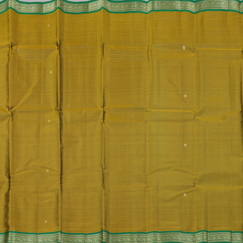 Hayagrivas Sampanga yellow Handloom Kanjivaram Silk Saree with Dark Green Border KBE267E2-5