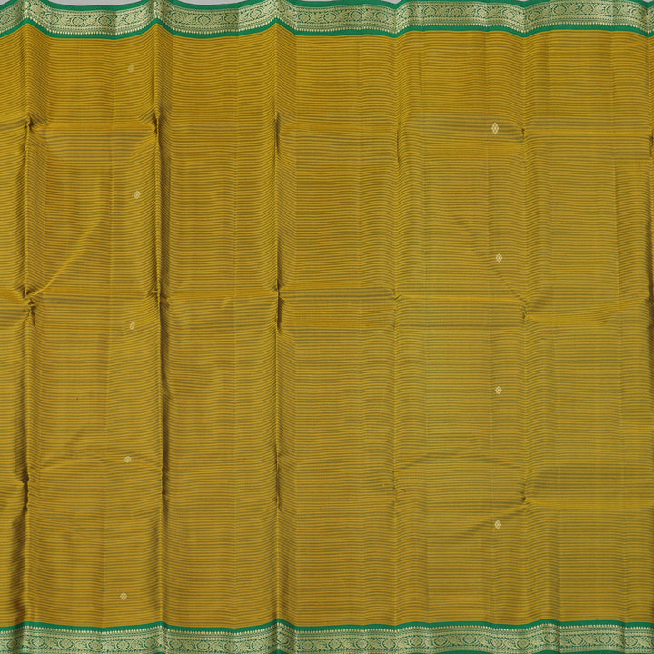 Hayagrivas Sampanga yellow Handloom Kanjivaram Silk Saree with Dark Green Border KBE267E2-5