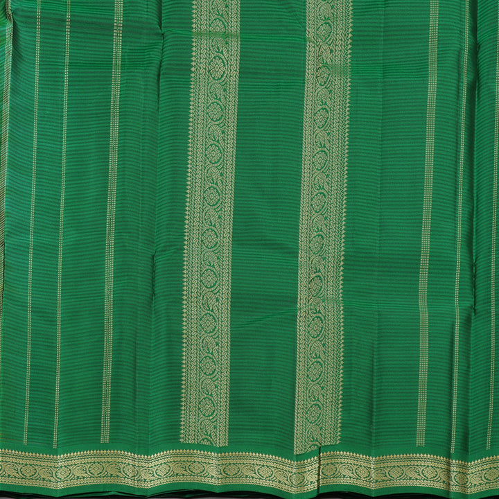 Hayagrivas Sampanga yellow Handloom Kanjivaram Silk Saree with Dark Green Border KBE267E2-5