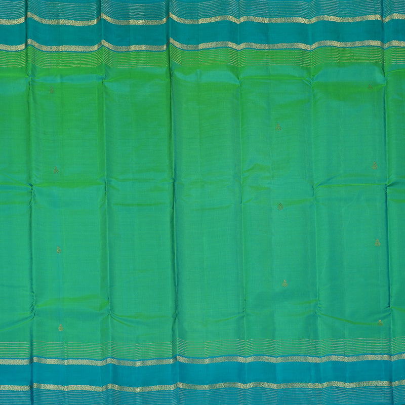Hayagrivas Sea Green Handloom Kanjivaram Silk Saree with Sky Blue Border KBE267E3-18