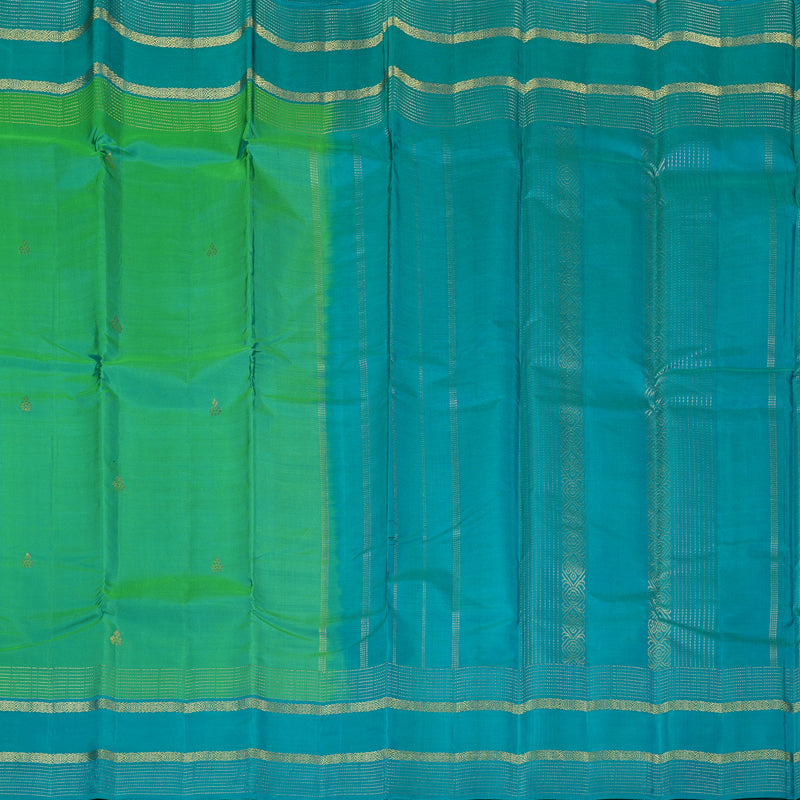 Hayagrivas Sea Green Handloom Kanjivaram Silk Saree with Sky Blue Border KBE267E3-18