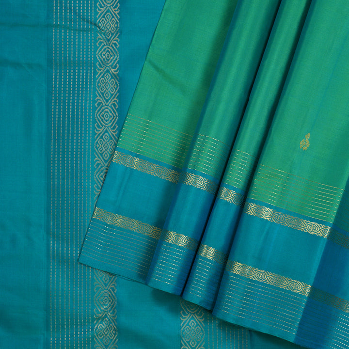 Hayagrivas Sea Green Handloom Kanjivaram Silk Saree with Sky Blue Border KBE267E3-18