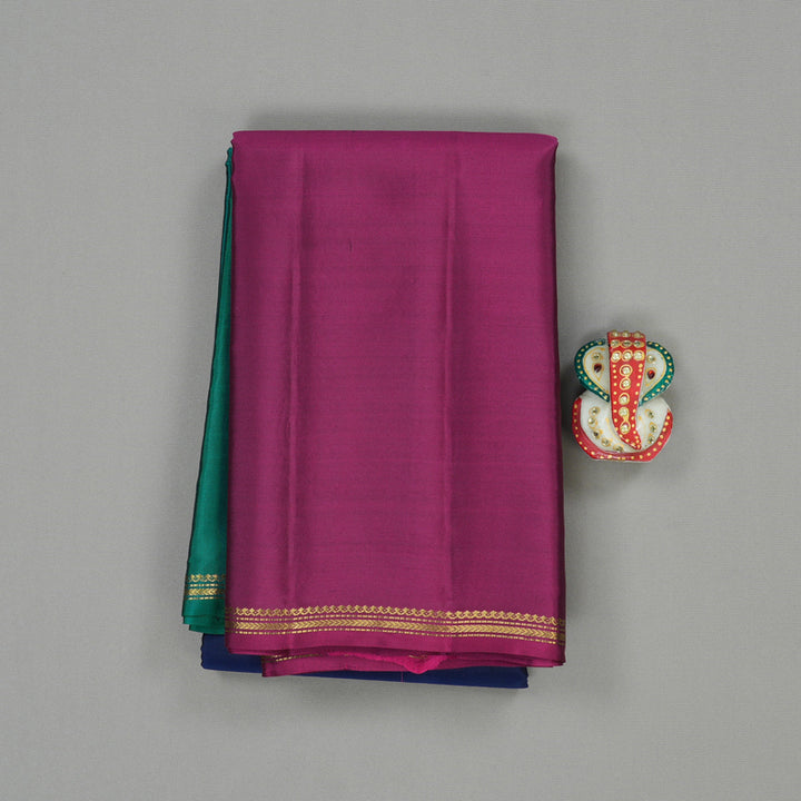 Hayagrivas Muppagam(Teal Green,Blue And Purple) Handloom Kanjivaram Silk Saree KBE267E4-10