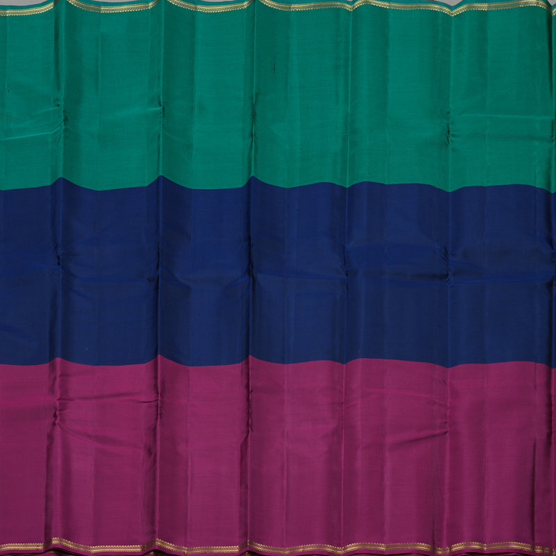 Hayagrivas Muppagam(Teal Green,Blue And Purple) Handloom Kanjivaram Silk Saree KBE267E4-10