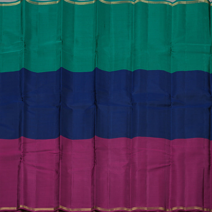 Hayagrivas Muppagam(Teal Green,Blue And Purple) Handloom Kanjivaram Silk Saree KBE267E4-10