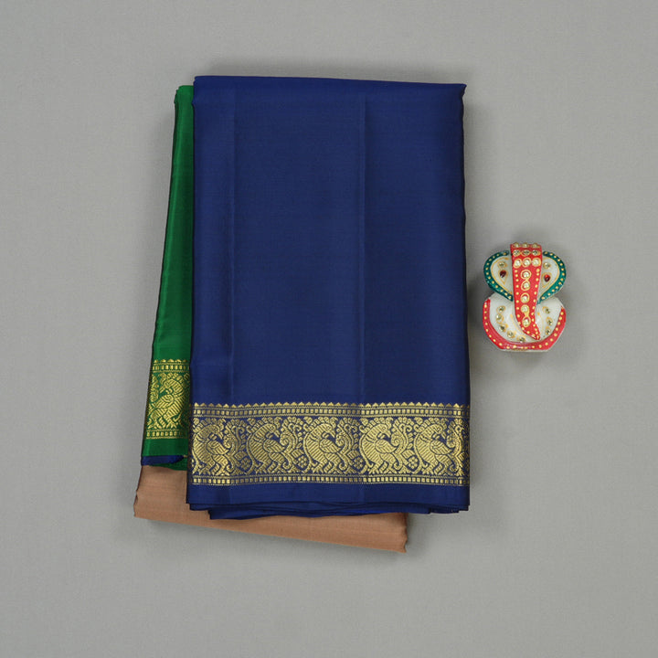 Hayagrivas Muppagam(Green,Sandal And Blue) Handloom Kanjivaram Silk Saree KBE267E4-2