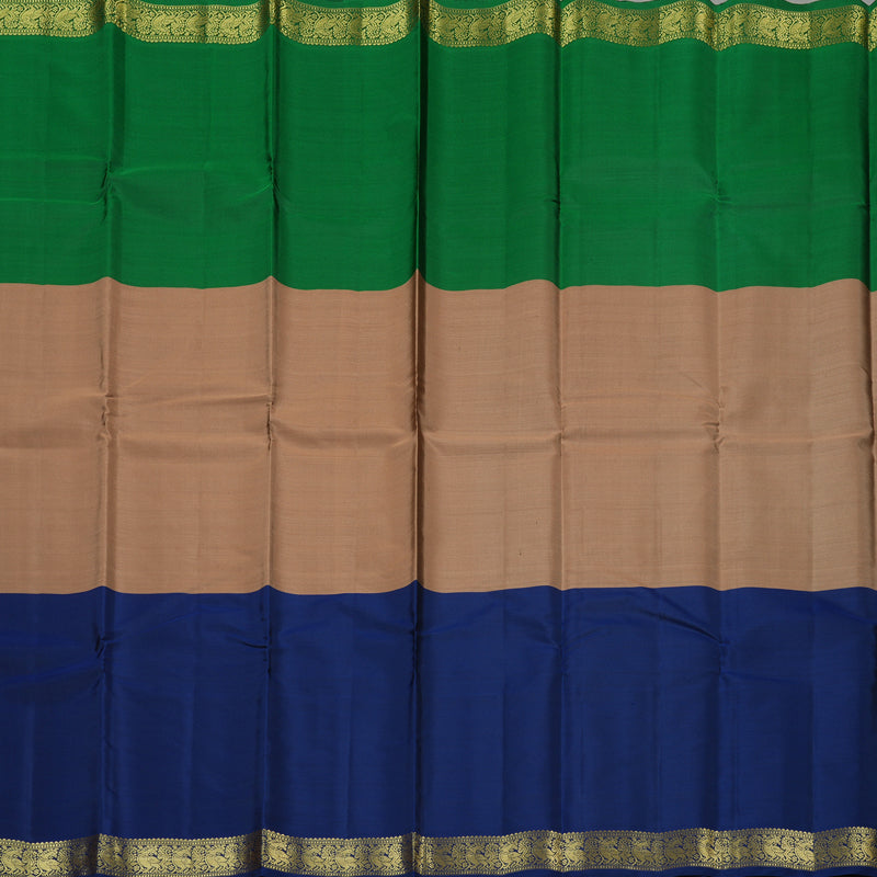 Hayagrivas Muppagam(Green,Sandal And Blue) Handloom Kanjivaram Silk Saree KBE267E4-2